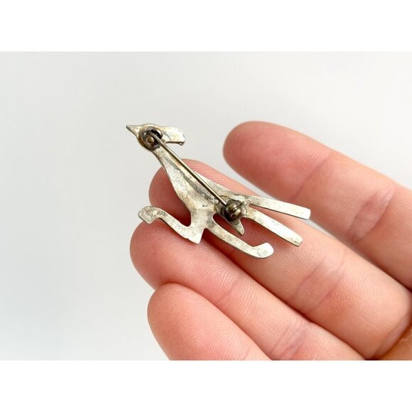 Navajo Road Runner Sterling Silver Turquoise Southwest Vintage Brooch - Picture 10 of 10